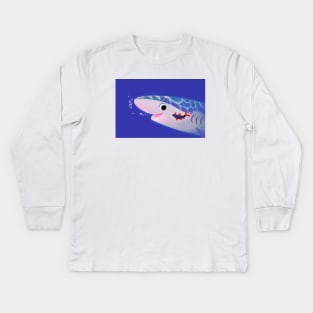 Rainbow shark meets blue shark Kids Long Sleeve T-Shirt